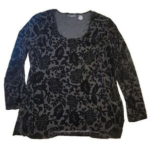 Apostrophe Women's Black Rose Blouse Sz 16 - 18